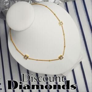 Choker / Necklace 18K Yellow Gold on Titanium - White Zircon